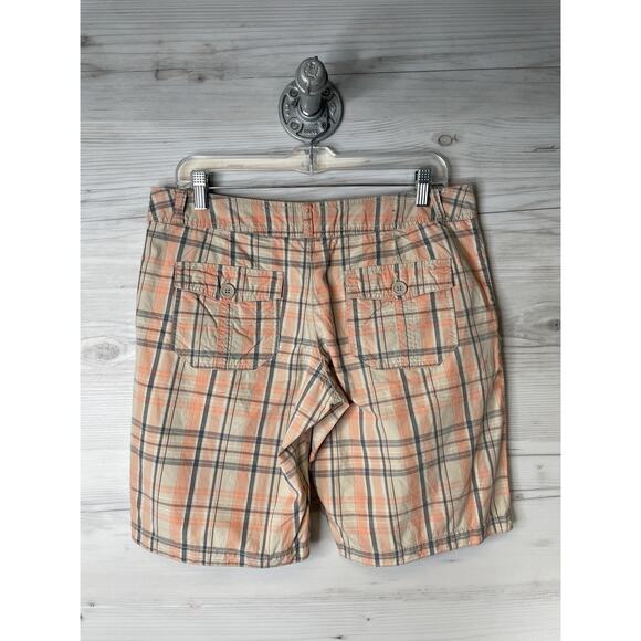 Mossimo Supply Co Shorts Womens Size 9 Tan Orange Gray Plaid Chino Zip Fly Beach - Picture 7 of 10